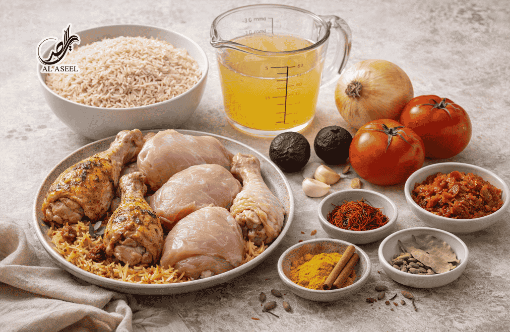 مواد لازم برای مچبوس مرغ کویتی