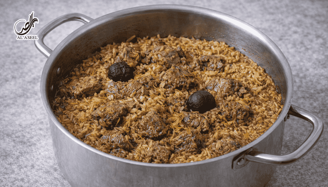 دم‌کشیدن مجبوس گوشت عربی با برنج و گوشت