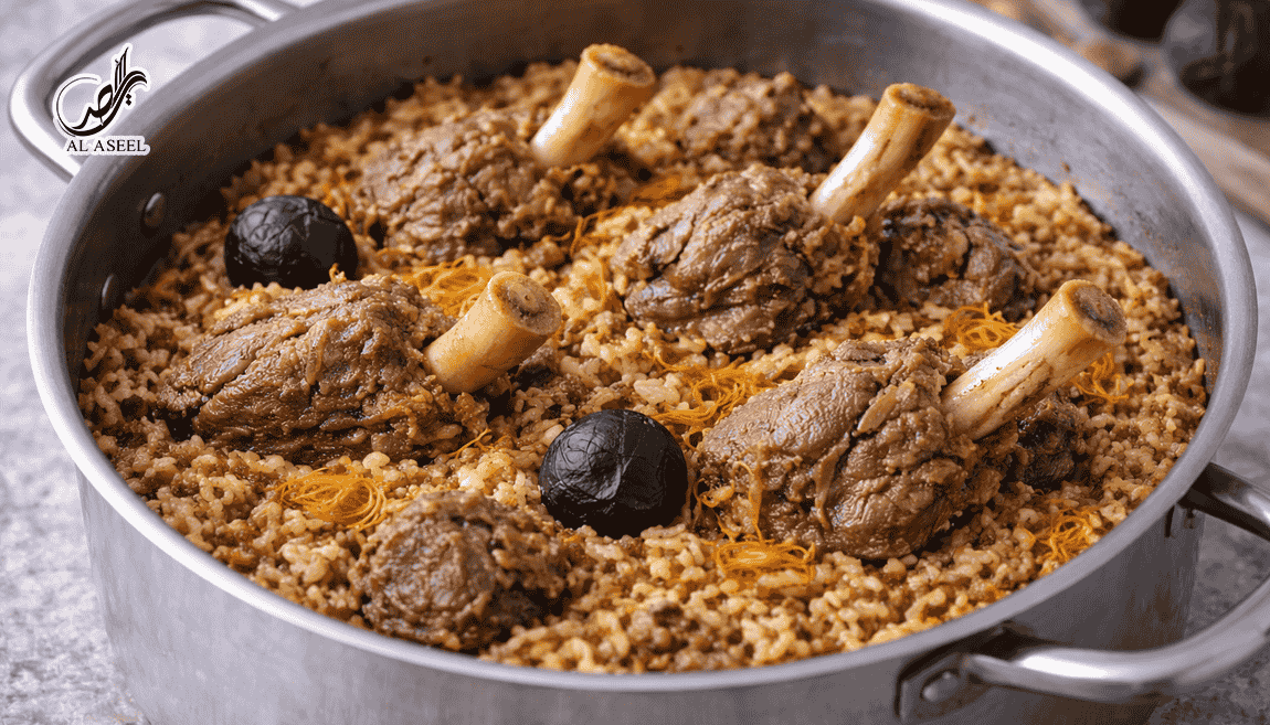 دم‌کشیدن مجبوس گوشت عربی با برنج و گوشت