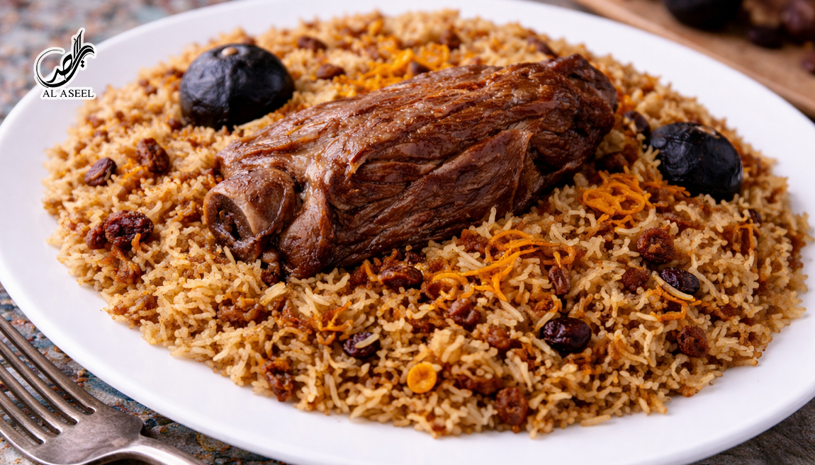 مجبوس لَحم با گوشت گردن با برنج معطر