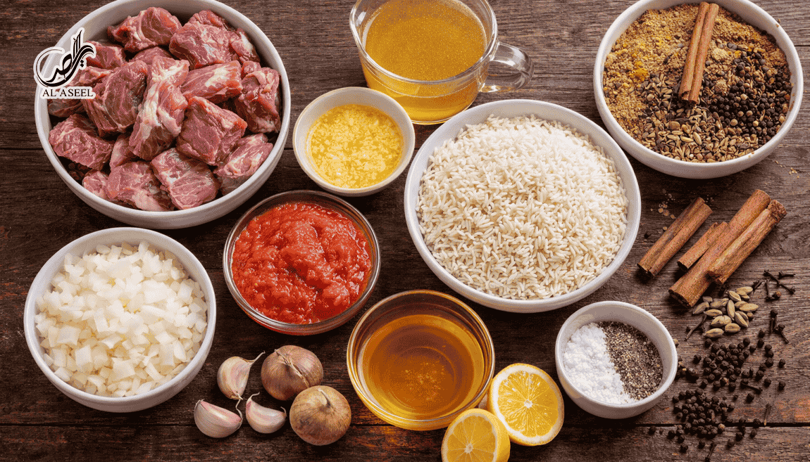 مواد لازم برای تهیه مچبوس (مجبوس) لحم كويتی