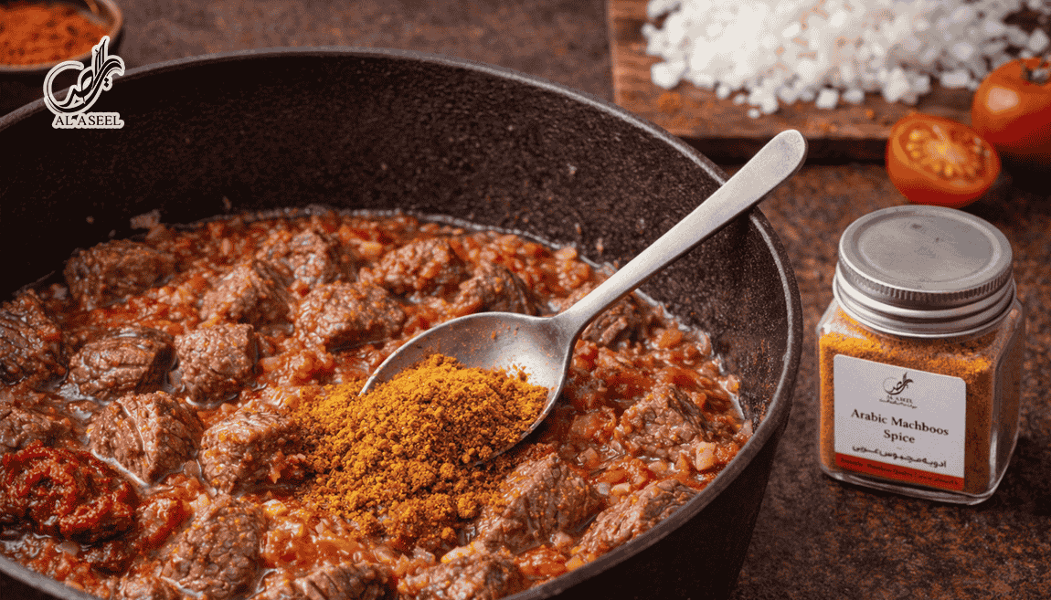 افزودن گوجه فرنگی و رب برای مچبوس لبنانی