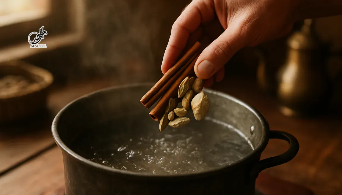 دم کردن چای کرک با شیر روی اجاق